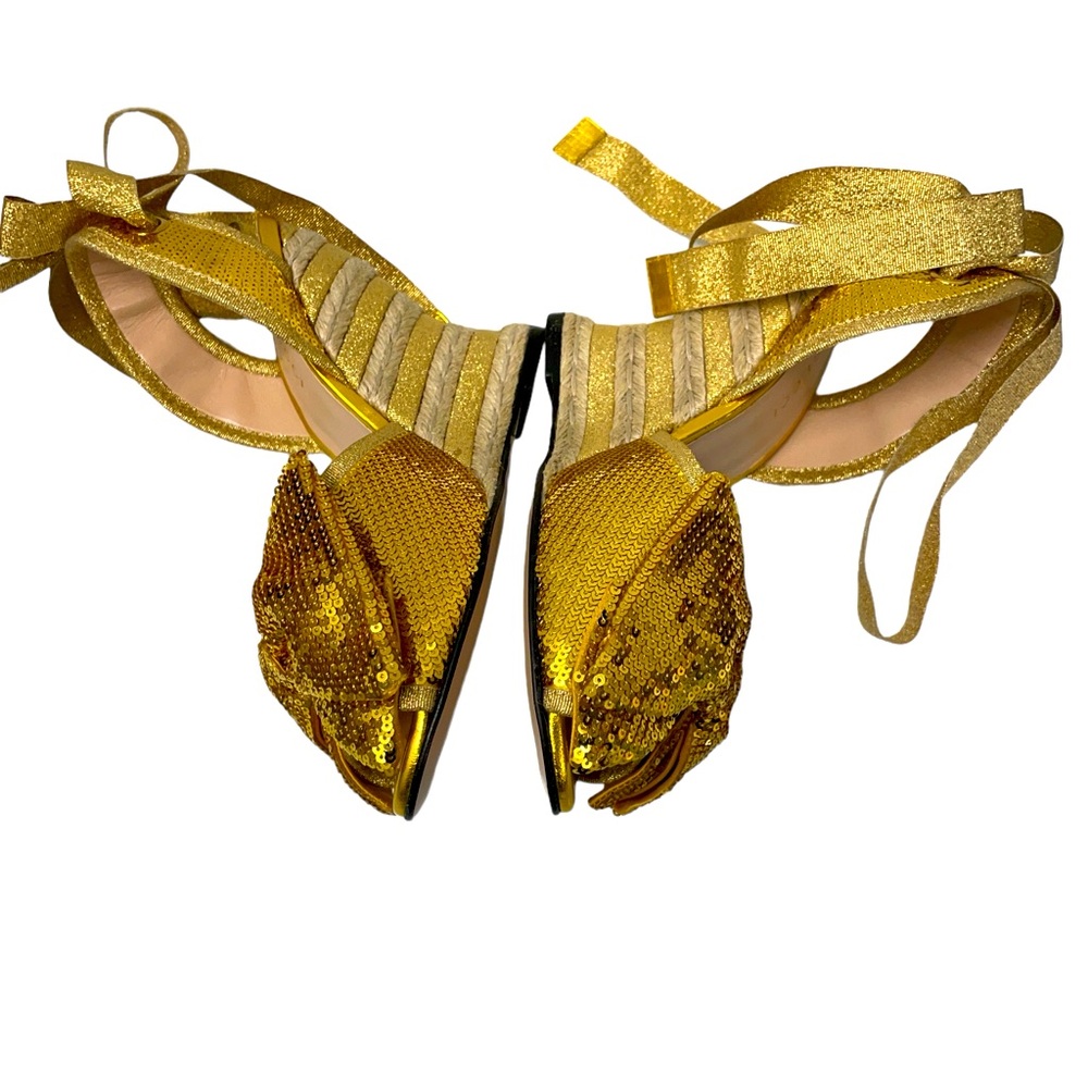 Gucci Bow Sequin Espadrilles Gold - image 4